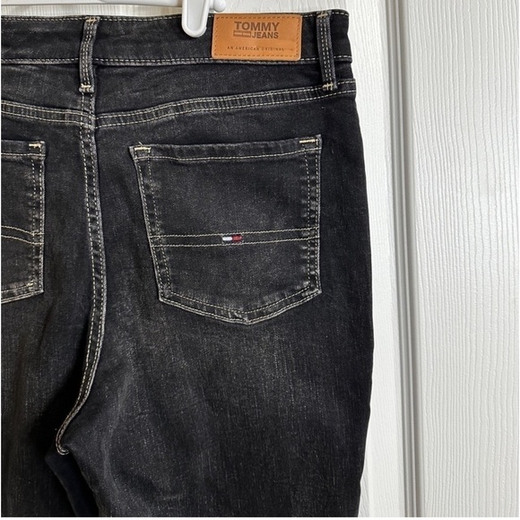 Tommy Hilfiger Womens Black Skinny Jeans Cuffed Hipster Chic Faded, Size 6 - Picture 5 of 10